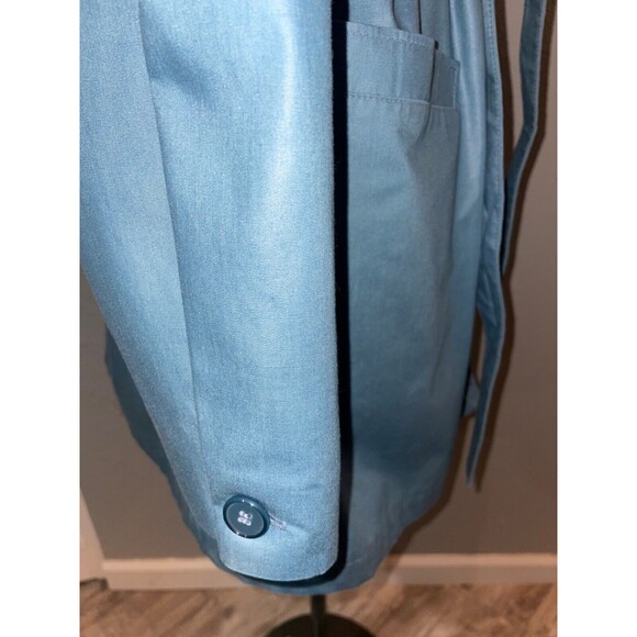 London Fog Women's Size 16 Vintage Blue Trench Coat made in USA - Picture 5 of 11